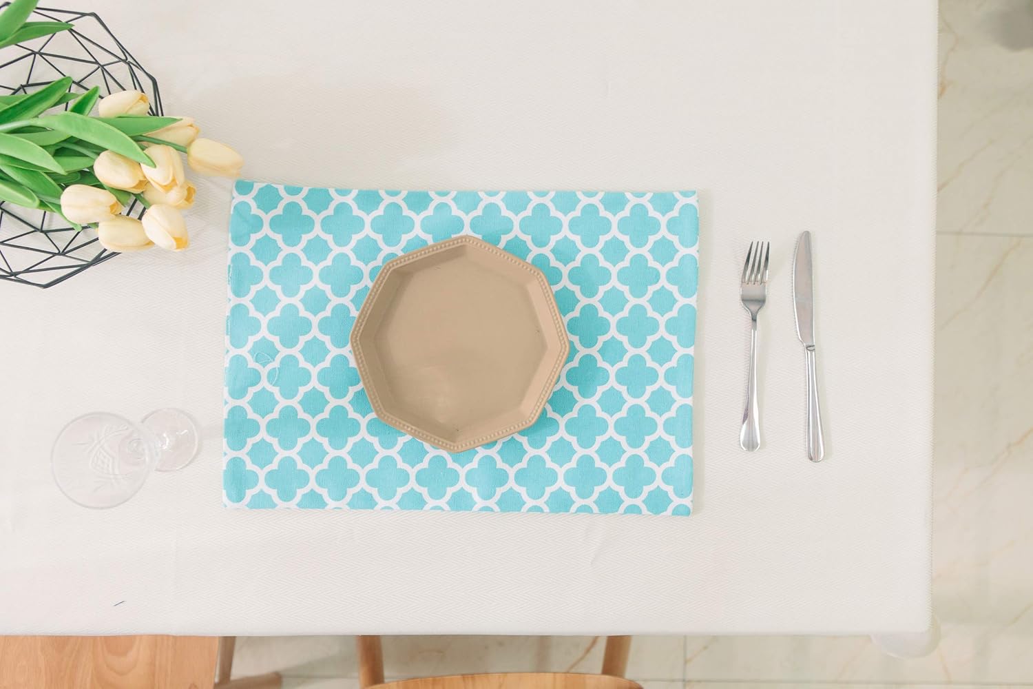 Free Shipping 🛒 NATUS WEAVER Set of 4, 2 Side Cotton Placemats Heat Resistant Dining Table Place Mats for Kitchen Table, 12 x 18 inches, Geometric Trellis Chain Print, Teal 🔥 Cashback up to 70% NATUS WEAVER Set of 4, 2 Side Cotton Placemats Heat Resistant Dining Table Place Mats for Kitchen Table, 12 x 18 inches, Geometric Trellis Chain Print, Teal