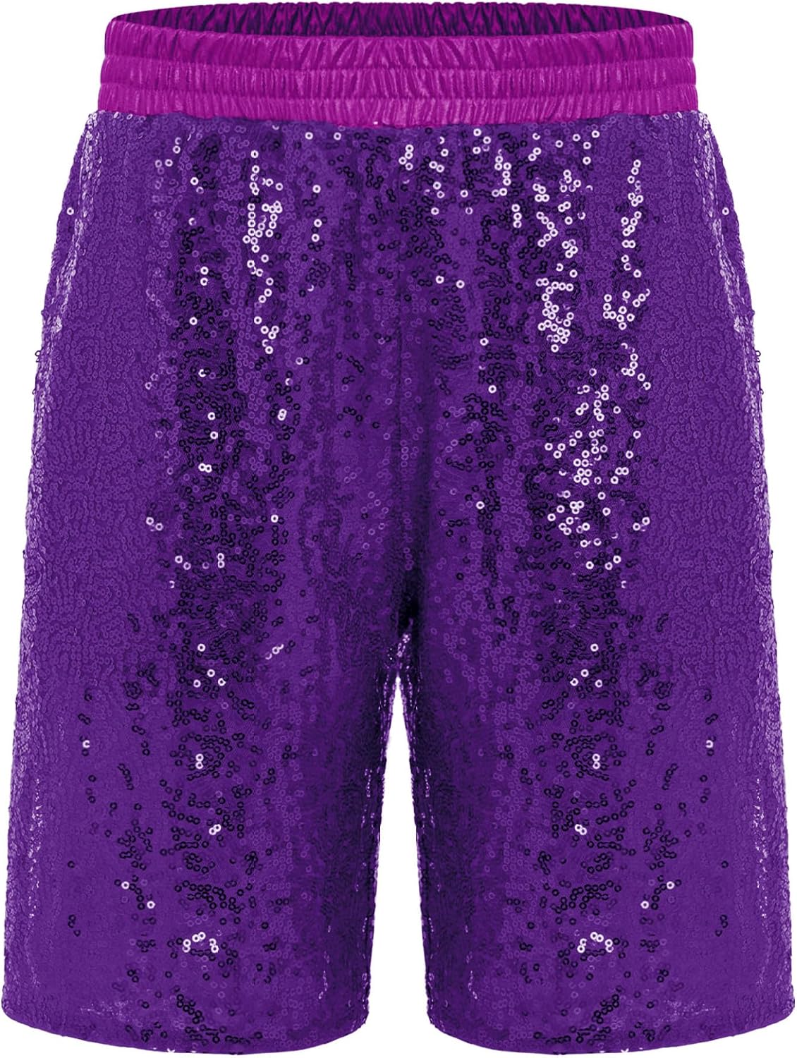 Boys Sequin Hip Hop Dance Shorts Shiny Elastic Waist Side Pockets Jazz Dance Trousers Stage Performance Dancewear
