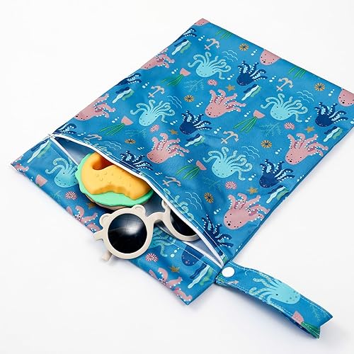 Miniatura 9 de 2 bolsas húmedas, impermeables, reutilizables, con cremallera, bolsillo con cremallera, para viajes, playa, piscina, natación, pañales para bebé,