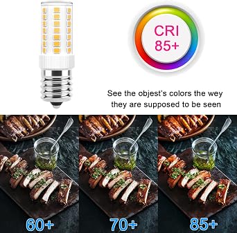 E17 LED Bulbs Dimmable 5W Microwave Over Stove Bulb 125V 40W Incandescent Equivalent, Warm White 3000K, Fit for Whirlpool Maytag GE Kenmore LG Microwaves, Replaces 8206232A 1890433 AP4512653, 2 Pack