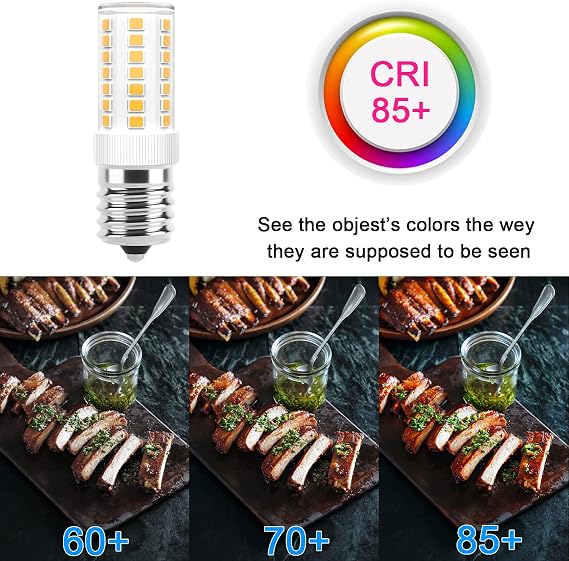 E17 LED Bulbs Dimmable 5W Microwave Over Stove Bulb 125V 40W Incandescent Equivalent, Warm White 3000K, Fit for Whirlpool Maytag GE Kenmore LG Microwaves, Replaces 8206232A 1890433 AP4512653, 2 Pack
