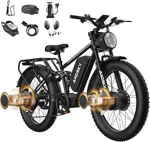 Dual Motor Electric Bike for Adults 9000W 52V 25A 26" Fat Tire Ebikes 40MPH