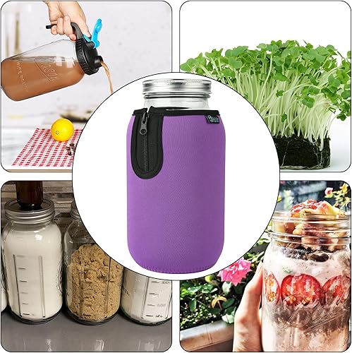 Miniatura 6 de Beautyflier Tarros Mason de boca ancha de 64 onzas, frasco grande de 64 onzas, aisladores de boca ancha, tarros de medio galón, frasco de