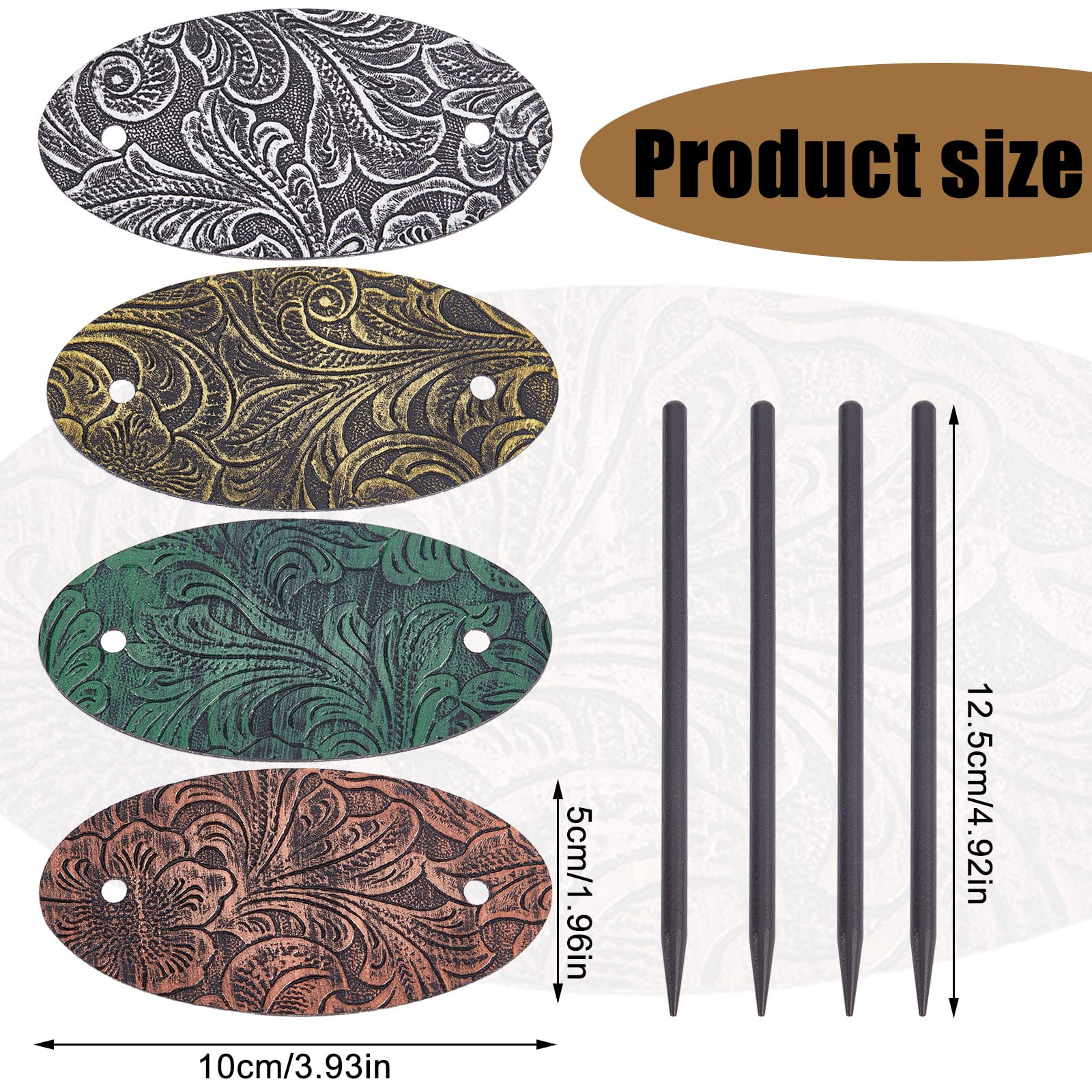 NICENEEDED 4Pcs Leather Hair Barrettes, Vintage Faux Leather Hair Clips with Stick - Image 2