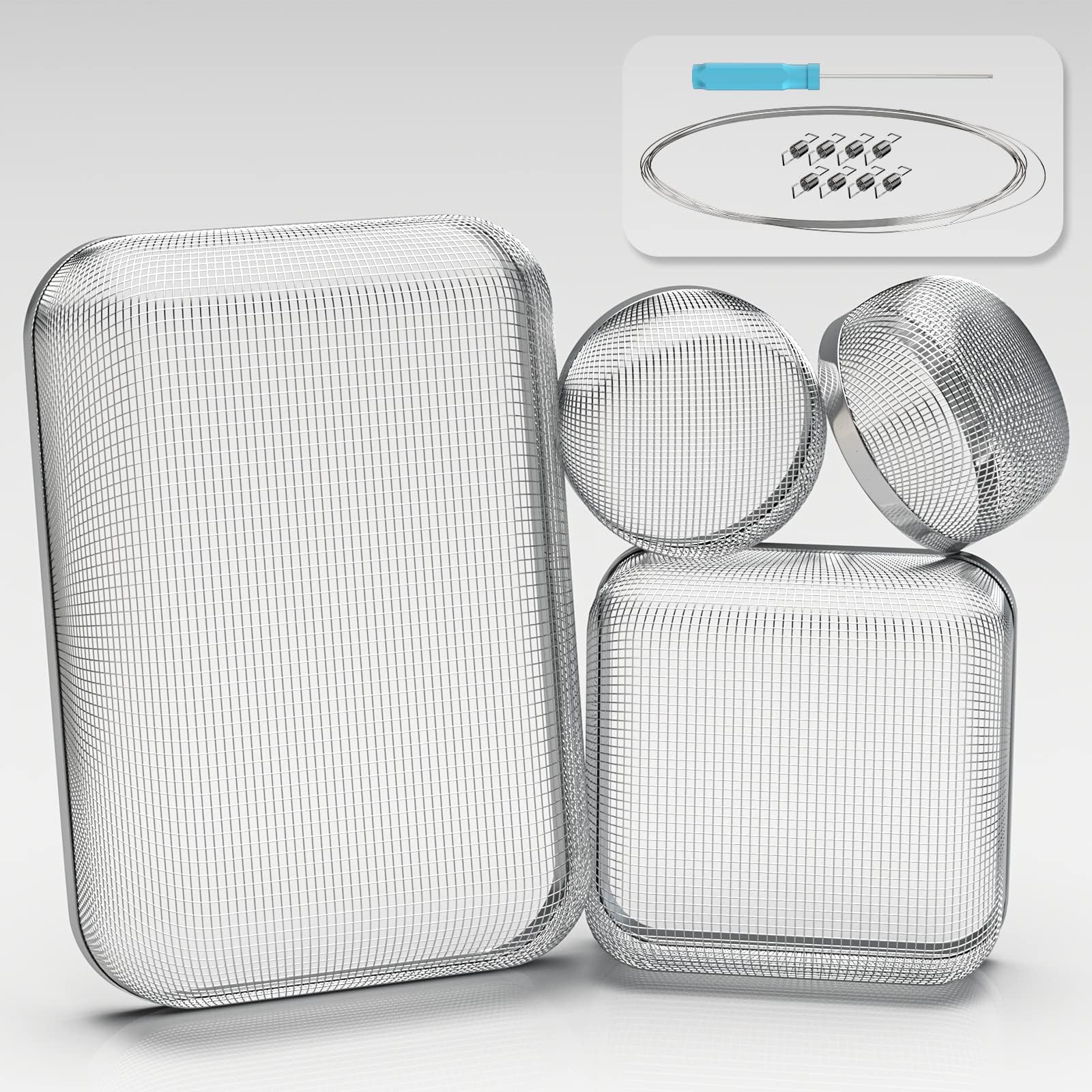 BougeRV RV Furnace Vent Screen,RV Trailer Water Heater Cover Stainless Steel Mesh Screen RV Accessories RV Parts 4 Packs
