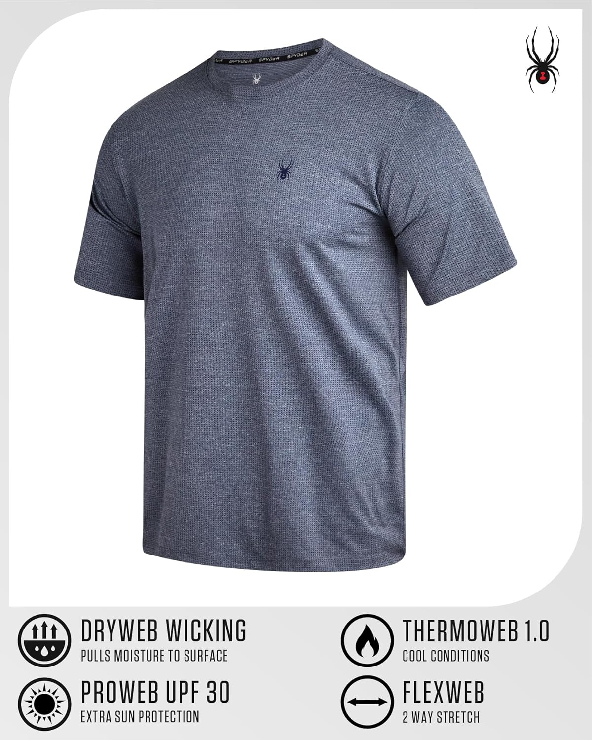 Spyder Mens Athletic Shirts - Moisture Wicking Short Sleeve Crewneck Workout Shirts for Men - Relaxed Fit Mens Shirts for Gym - Image 4