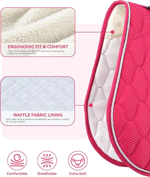 Harrison Howard 3D Air Mesh Saddle Pad for Horses Breathable Shock-Absorbing All-Purpose English Saddle Pad