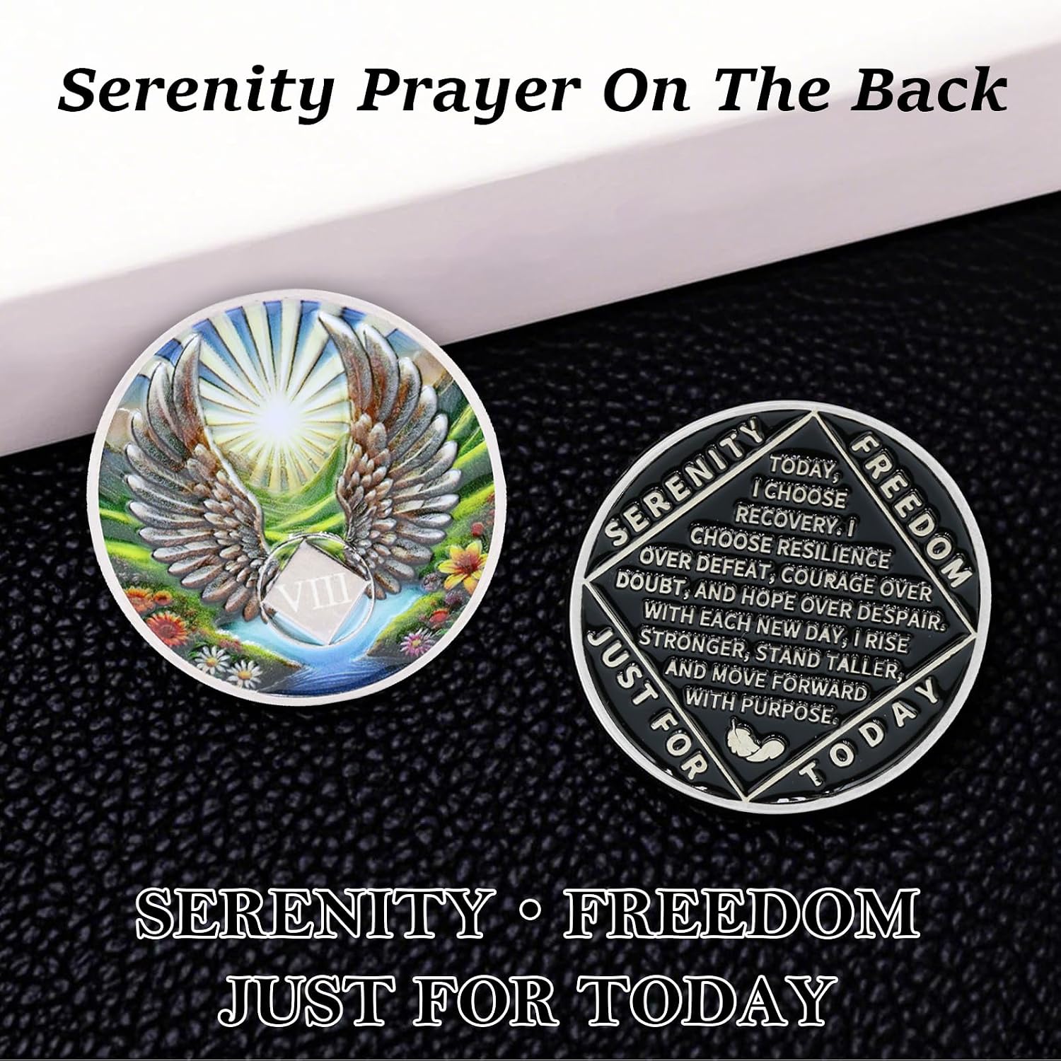 Flying Wings 8 Year Sobriety Coin | AA Chips and Medallions for Narcotics Anonymousa | Sobriety Chips Addiction Recovery Celebrating Recovery Anniversary Milestones | Sobriety Gifts for Women & Men
