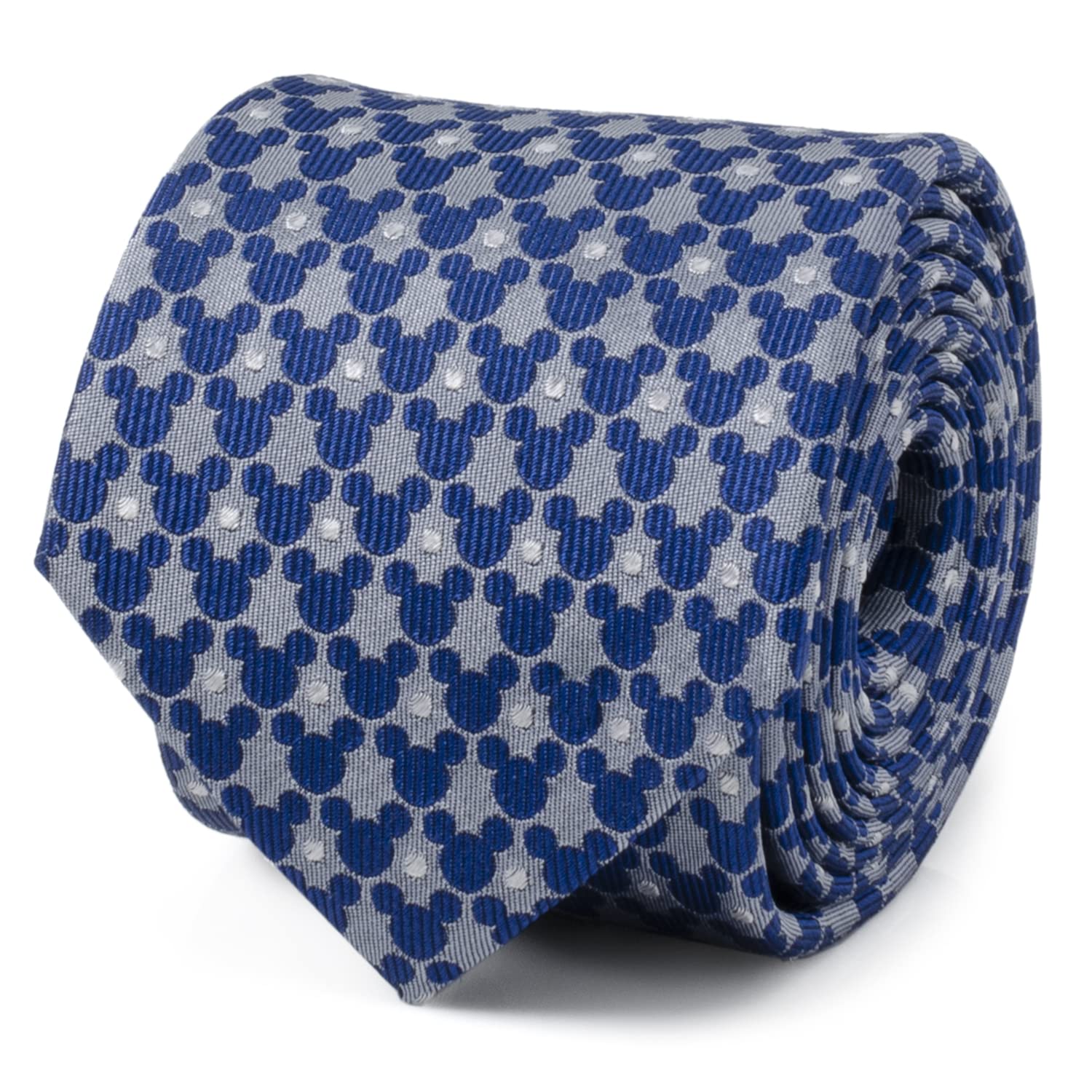 Mickey Silhouette Pattern Dot Blue Tie, Officially Licensed by Disney.