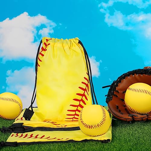 Miniatura 5 de 12 bolsas pequeñas deportivas con cordón para dulces, para fiesta, deporte, con cordón, para regalo, regalos, Amarillo, Estilo Softball