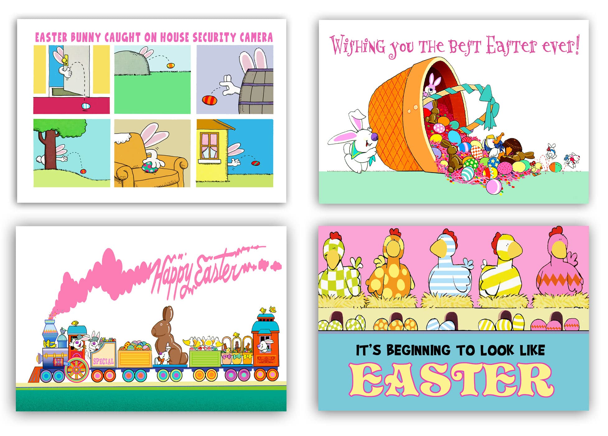 Stonehouse Collection Assorted Easter Postcards - 4 x 6 Inch Happy Easter Postcard Set - 40 Postcards, 4 Different Funny Easter Designs (Assorted)