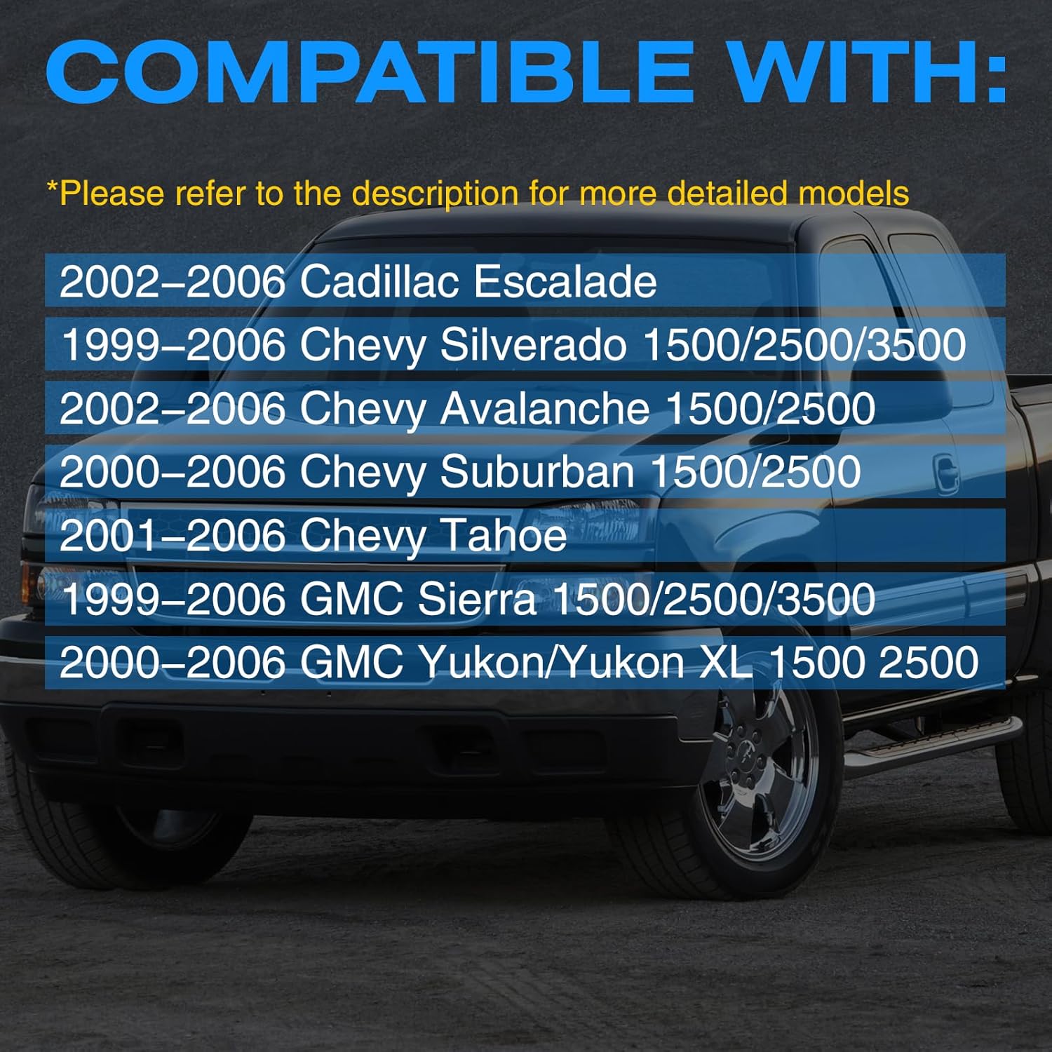 Door Weather Stripping Seal Compatible with 1999-2007 Chevy Silverado Suburban Avalanche,GMC Sierra Yukon, Cadillac Escalade,Rubber Front Door Weatherstrip Replace#15244250 15063155