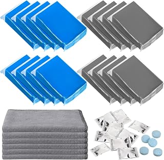 32 Pcs Car Clay Bars Auto Detailing Synthetic Lubricant Kit 1600g Clay Bar 10 Pack Clean Bar Lubricant Tablets 6 Microfiber Towel for Car Detailing Washing (Blue,Grey)