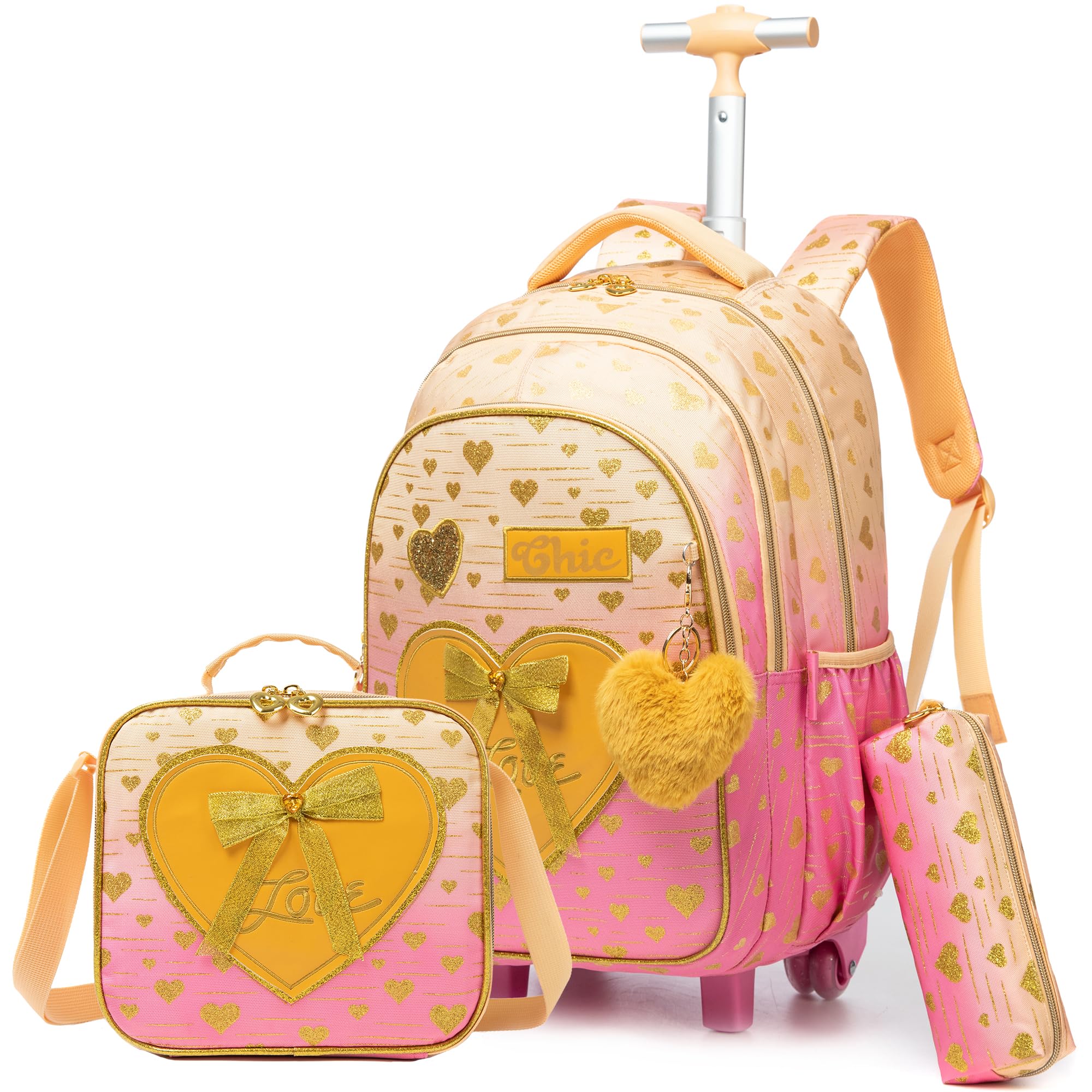 ZBAOGTW Backpack with Wheels for Kids Travel Roller Wheeled Bookbag Rolling Backpack for Girls School Elementary Student Schoolbag Kids Backpack with