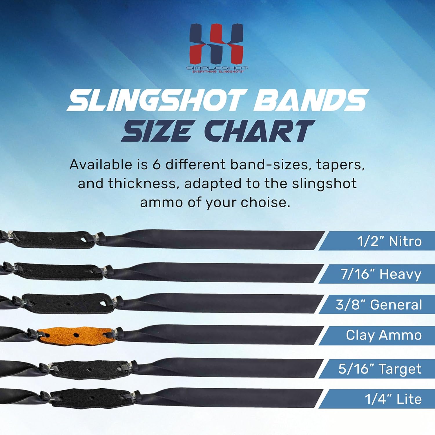 SimpleShot 5pcs Slingshot Bands Powerful Professional Elastic Rubber Catapult Shooting Flat Bands