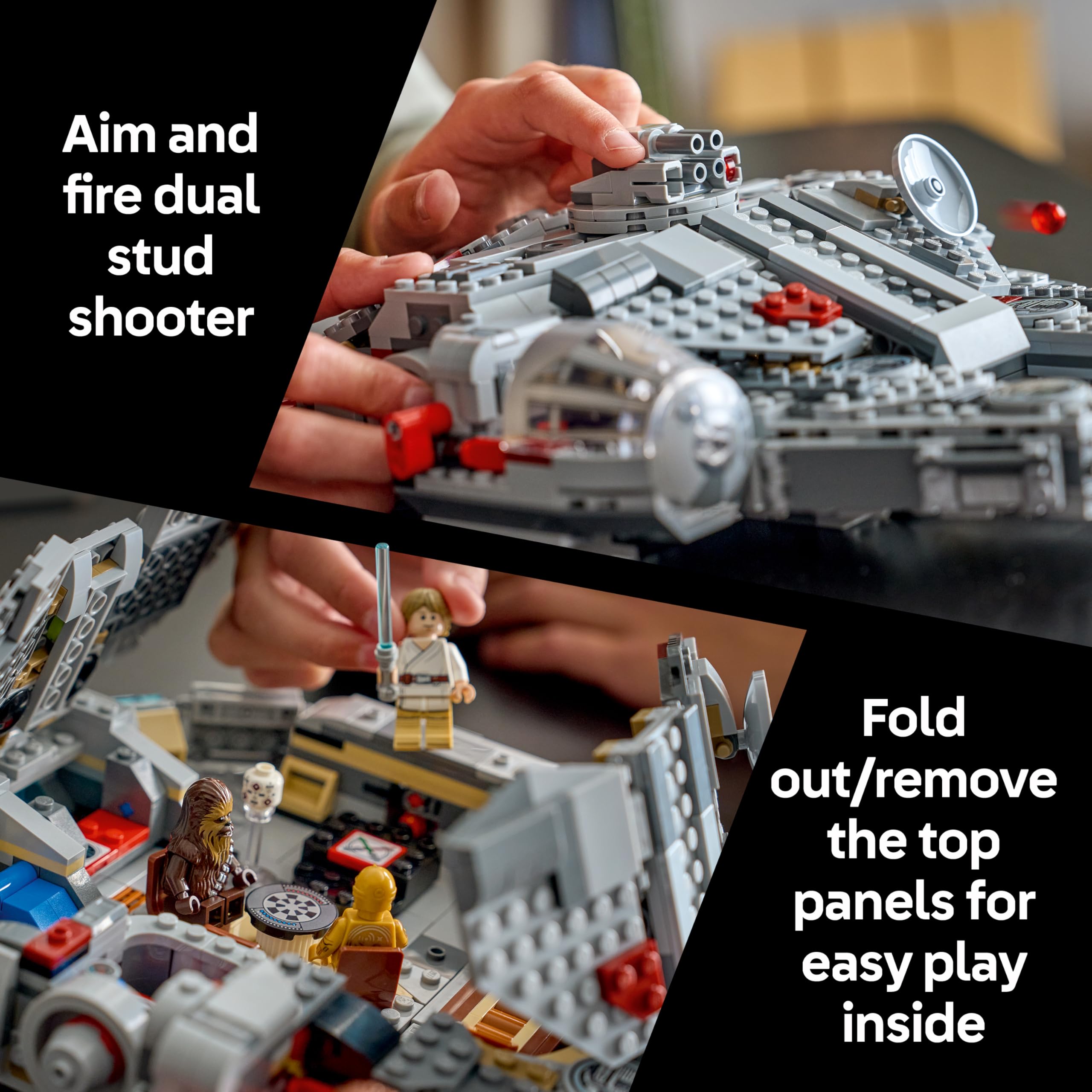 LEGO Star Wars 75426 SMART Play: Millennium Falcon Model, Compatible Interactive Toy Set incl. 4 SMART Tags and 4 Minifigures - Image 3