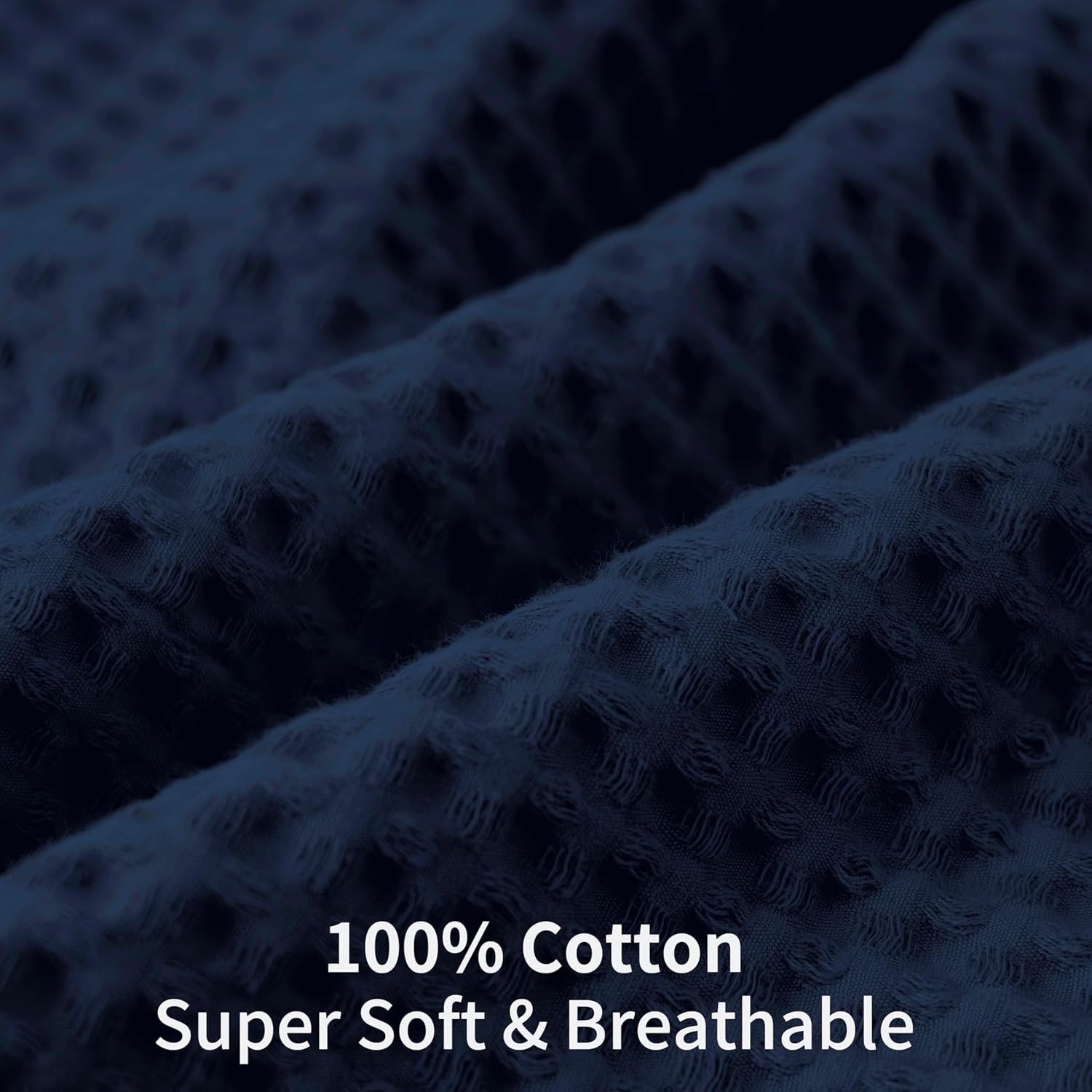 100% Egyptian Cotton 600 TC Waffle Weave Throw Pillow Covers 2 Pack, Ultra Soft Breathable Euro Pillow Shams Covers, Decorative Cushion Covers for Bed Couch Sofa Car, No Insert, Navy Blue, 26" x 26"