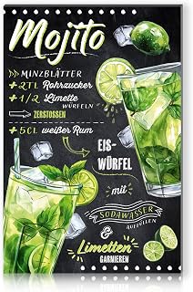 Cocktail Rezepte 20x30cm Alu Schild Deko Metallschild Dekoration für Bar Theke Pub Küche Cafe Geburtstag Geschenk Rezept RV003 (12 Mojito)