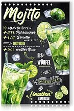 Finest Folia RV003 (12 Mojitos) Cocktail Recipes Aluminium Sign 20 x 30 cm Kitchen Cafe Birthday Gift