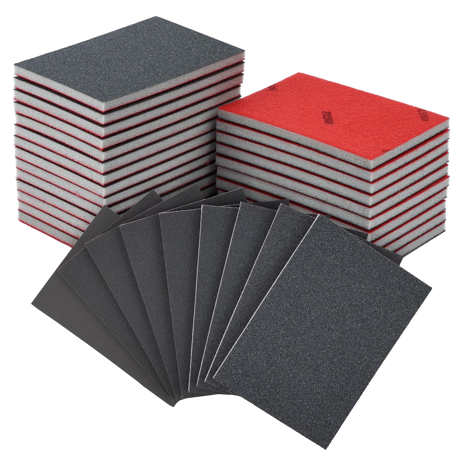 Flintronic 24 Pcs Grit Sanding Sponge Set, 180-2500, Grit Flexible Foam Filled Sanding Pad for Wood & Metal, Railings