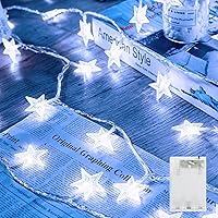 Vista 1 de Minetom - Cadena de luces con forma de estrella operadas a pilas - 5.2 m, 50 luces LED, impermeables, con temporizador, para decoración