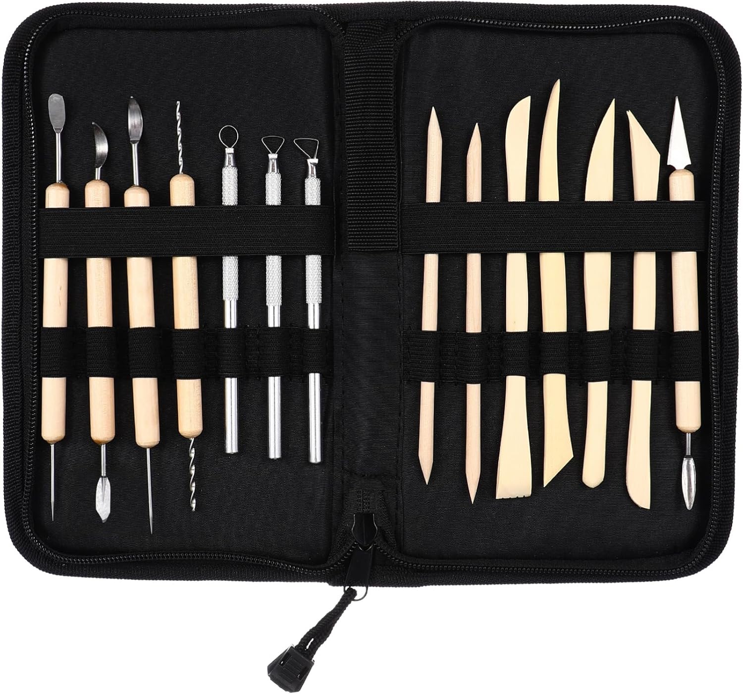 MUELODSIC 14-Piece Professional Pottery Tool Kit for Adults Wooden and Metal Sculpting Tools Versatile Clay Modeling Set for Beginners and Professionals for Clay Sculpture Projects