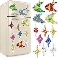 Hoolerry 12 peças de imãs de geladeira vintage vintage starburst atômica lua estrela retrô decoração de cozinha para 1960 e 50 decoração MCN (estilo diamante)