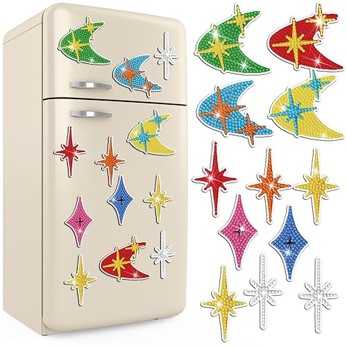 Hoolerry 12 Pcs Midcentury Modern Fridge Magnets Retro Atomic Stars