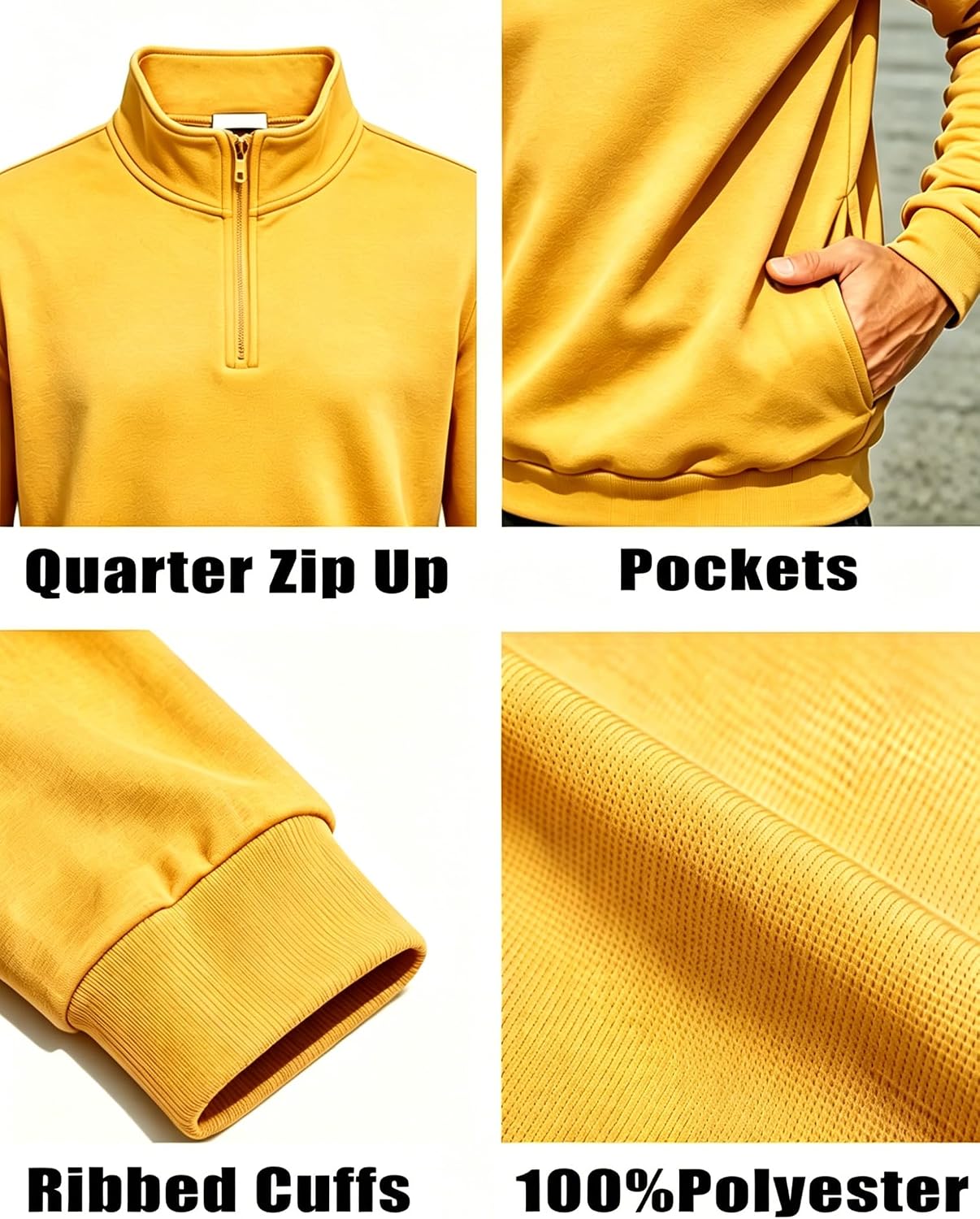 Mens quarter zip pullover lightweight Golf Pullover Long Sleeve Sweatshirt for Men