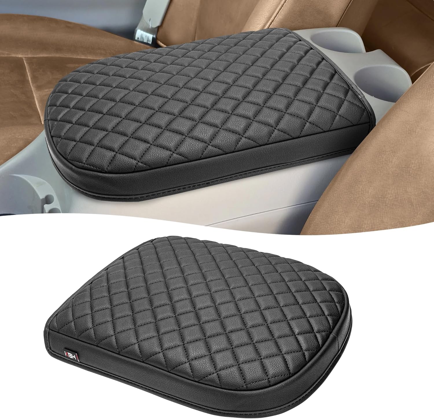 Center Console Armrest Cover for 2001 2002 2003 F150 King Ranch, Crew Cab XLT, Lariat, Vinyl Leather, Arm Rest Lid Protector Cushion Pad, Anti-scratch, Black (Fits Bucket Seat Console Only)