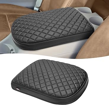Center Console Armrest Cover for 2001 2002 2003 F150 King Ranch, Crew Cab XLT, Lariat, Vinyl Leather, Arm Rest Lid Protector Cushion Pad, Anti-scratch, Black Fits Bucket Seat Console Only