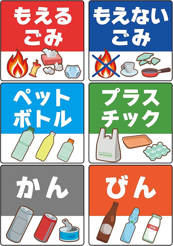 Amazon.co.jp: gift-ippo ゴミ分別ステッカー 小さな子供でもできる