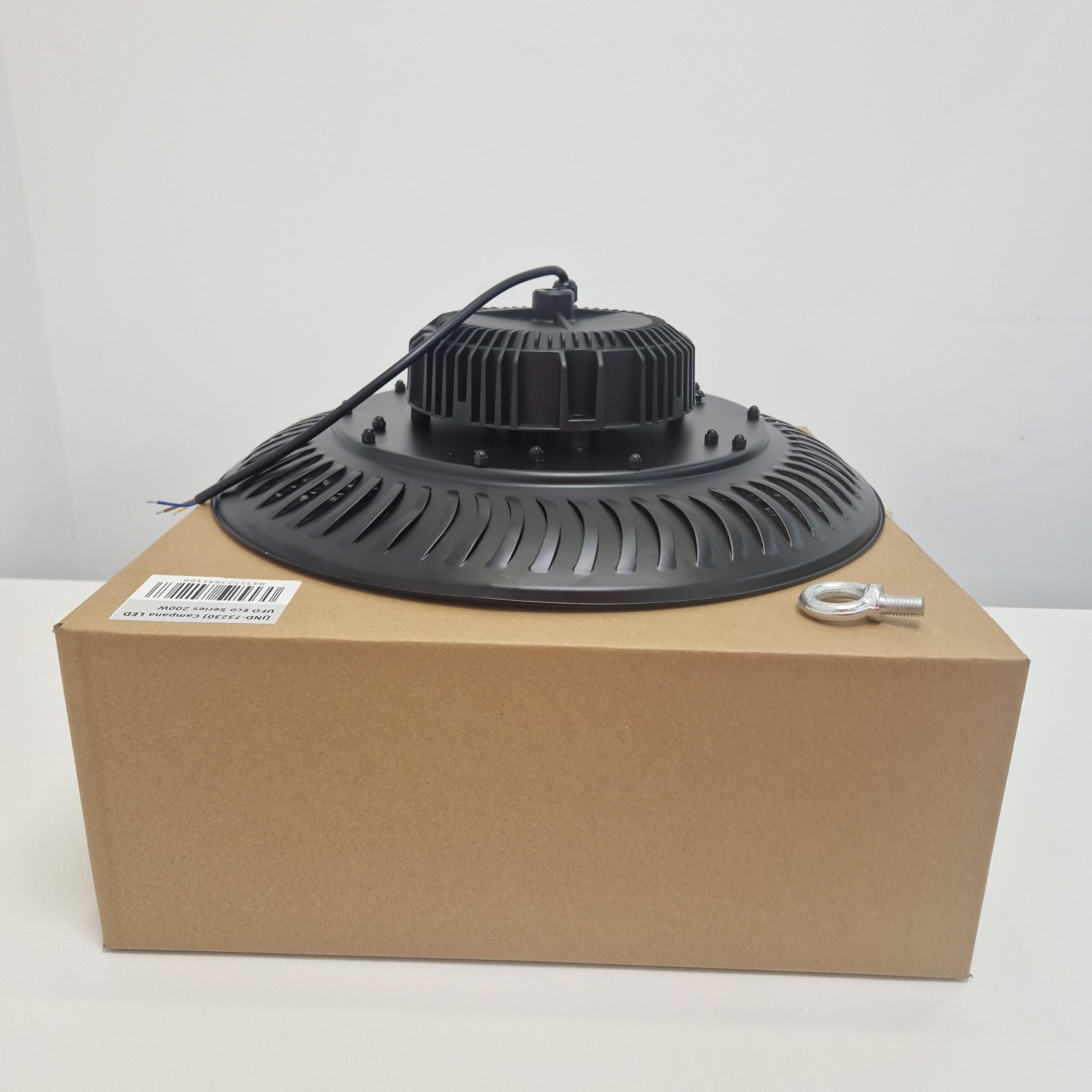 Jandei – 4 x Campana Industrial Led UFO ECO 200W (equivalente 1500W), 18000 LM, Lámpara Led Luz Blanca Fría 6000K, Superbrillante. Iluminación Nave, Taller, Garaje, Fábrica (1 Unidad)