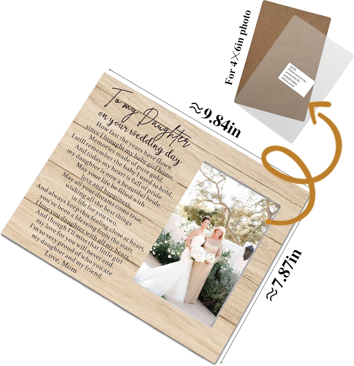 Daughter gift from mom on her Wedding Day/Daughter wedding Gift from Mother, Bride Gift from Mother Photo Frame