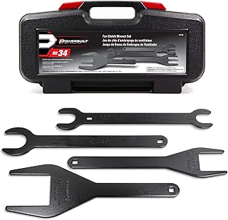 Powerbuilt Fan Clutch Wrench Kit, 4 Piece, Remove Fan Clutches, Ford, Chrysler, Jeep, Some Import Vehicles, Storage Case - 648746, Black