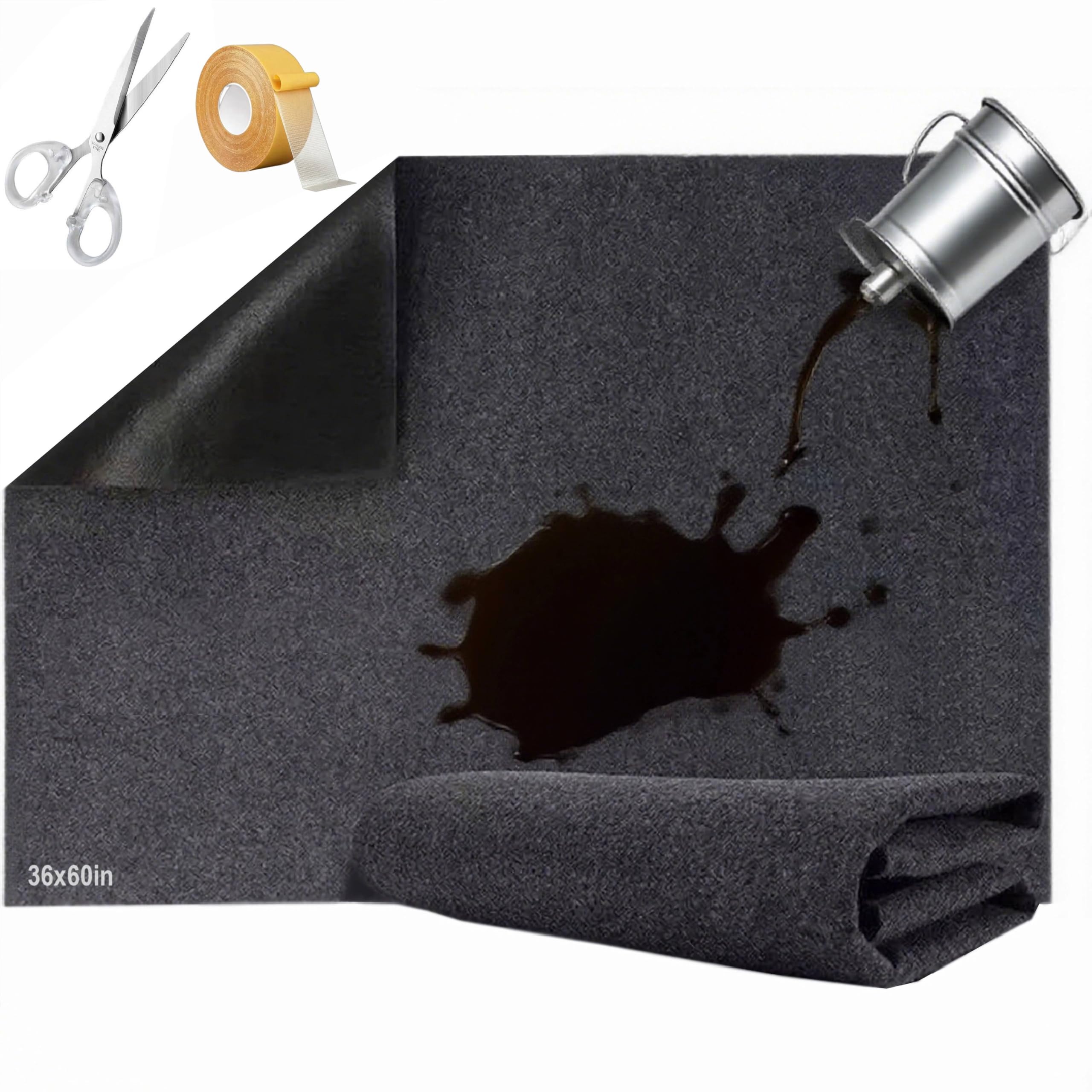 Oil Spill Mat 36x60 Garage Floor Mat for Under Car Motorcycle Premium Absorbent Oil Pad with Waterproof Backing