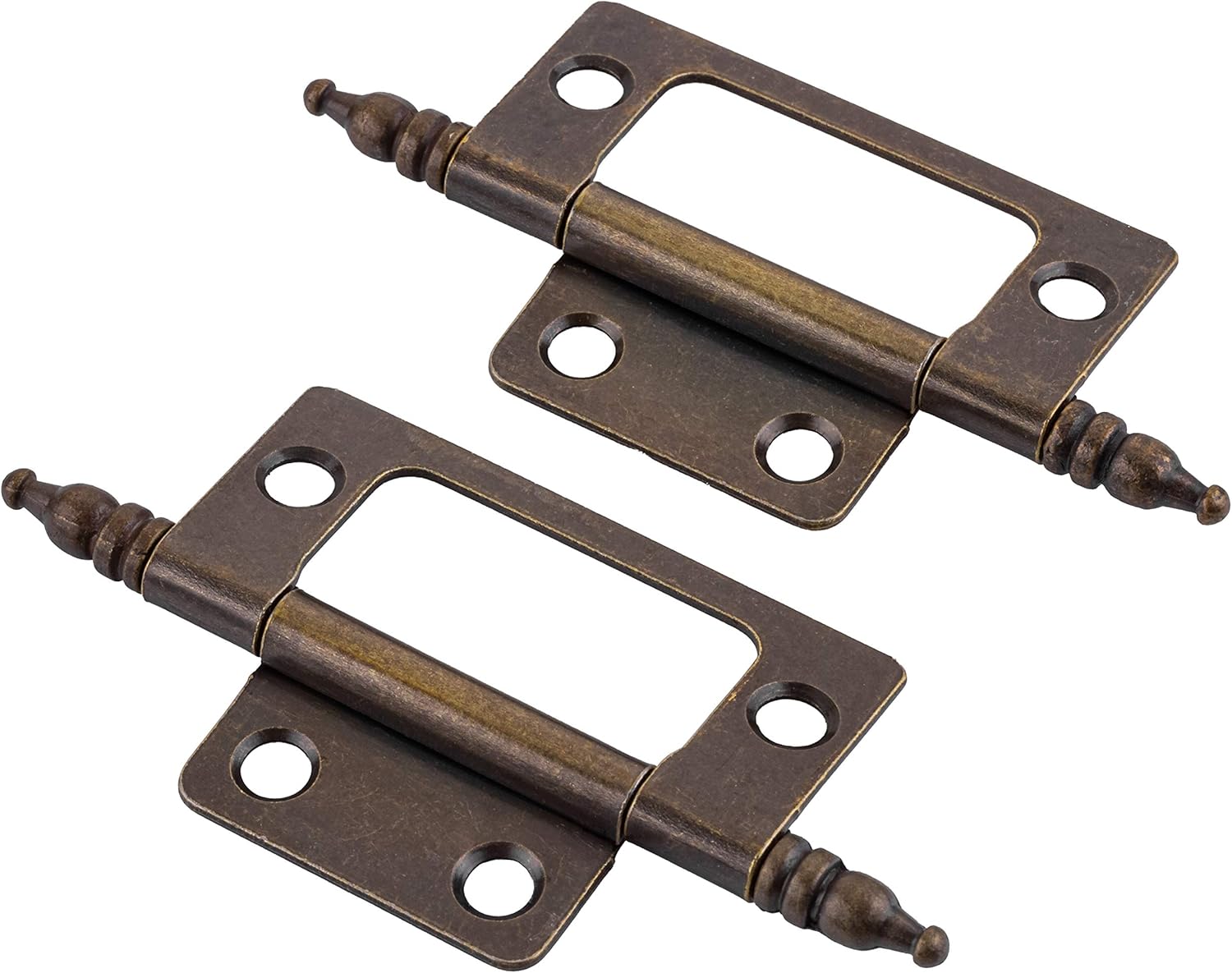 2" x 7/8" Antique Brass Non-Mortise Hinge with Finals | Pack of 20 | Cabinet Door Hinges | Furniture Hardware | NH5-SAB (10)