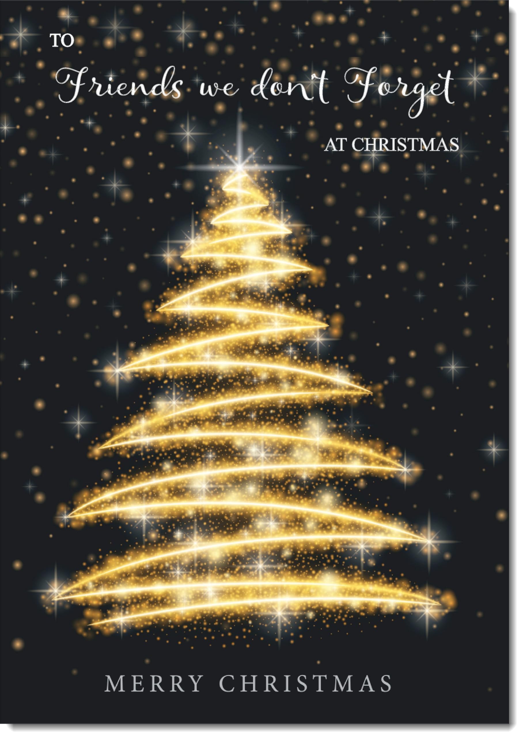 doodlecards Friends We Don't Forget Christmas Card Black and Gold Abstract Tree Large A4 Size Christmas Card for Friends We Don't Forget with Plain Envelope — image 1