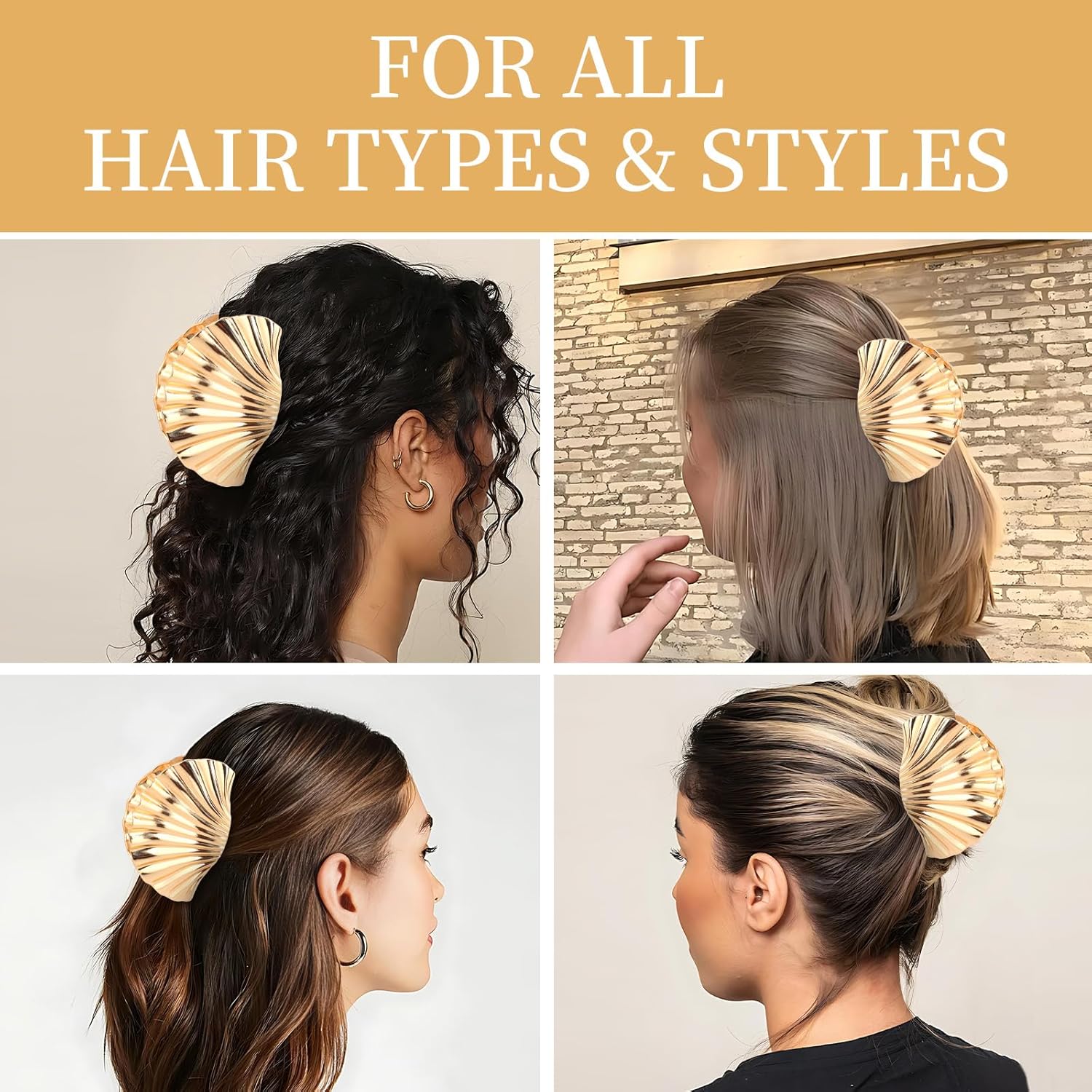 Gold Shells Claw Clip Metal Fancy Big Extra Large Seashells Claw Hair Clips for Thick Beach Hair Accessories for Women Girls - Image 6