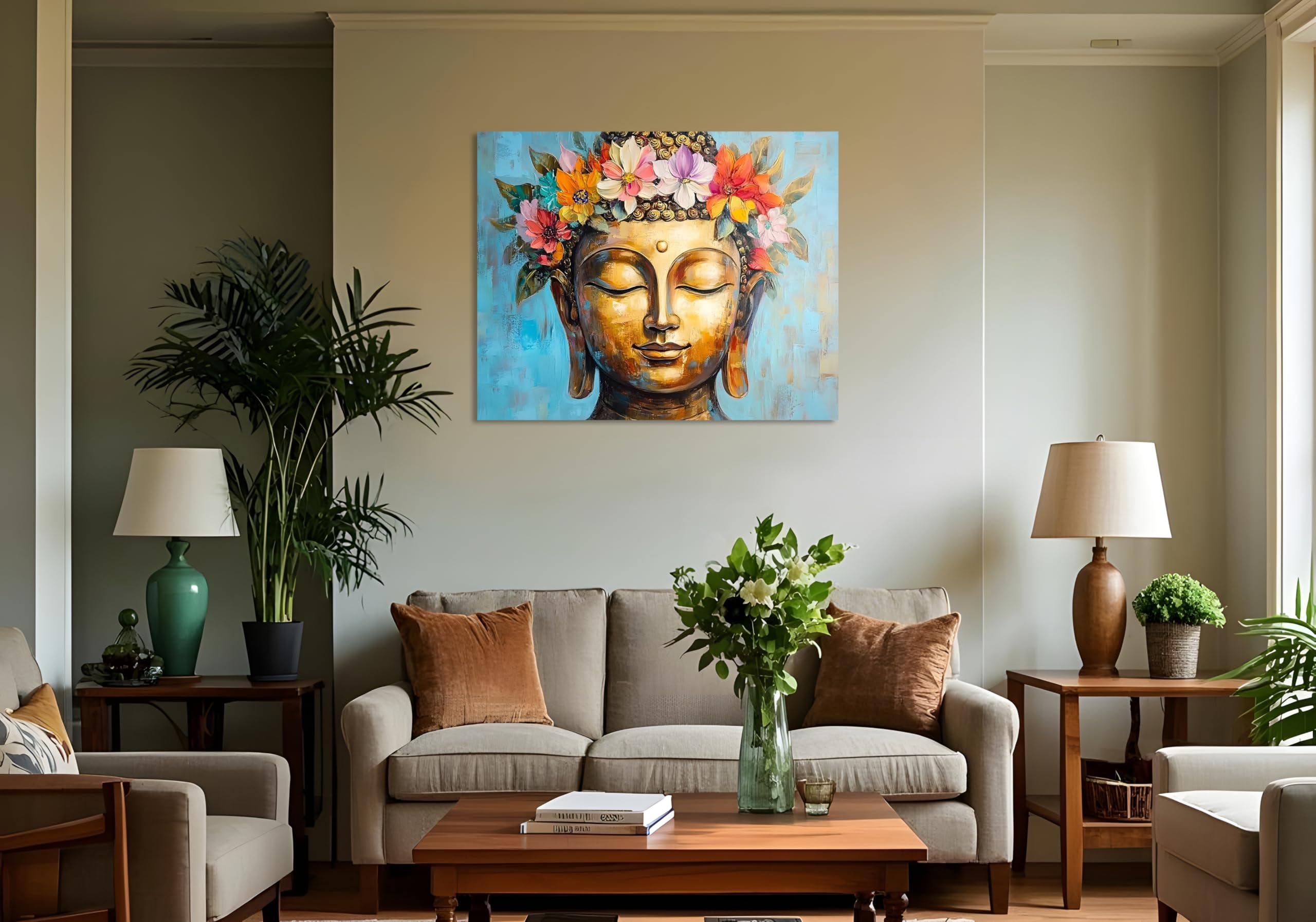 Amazon.com: OWNANRTHM Buddha Canvas Wall Art Religious Colorful