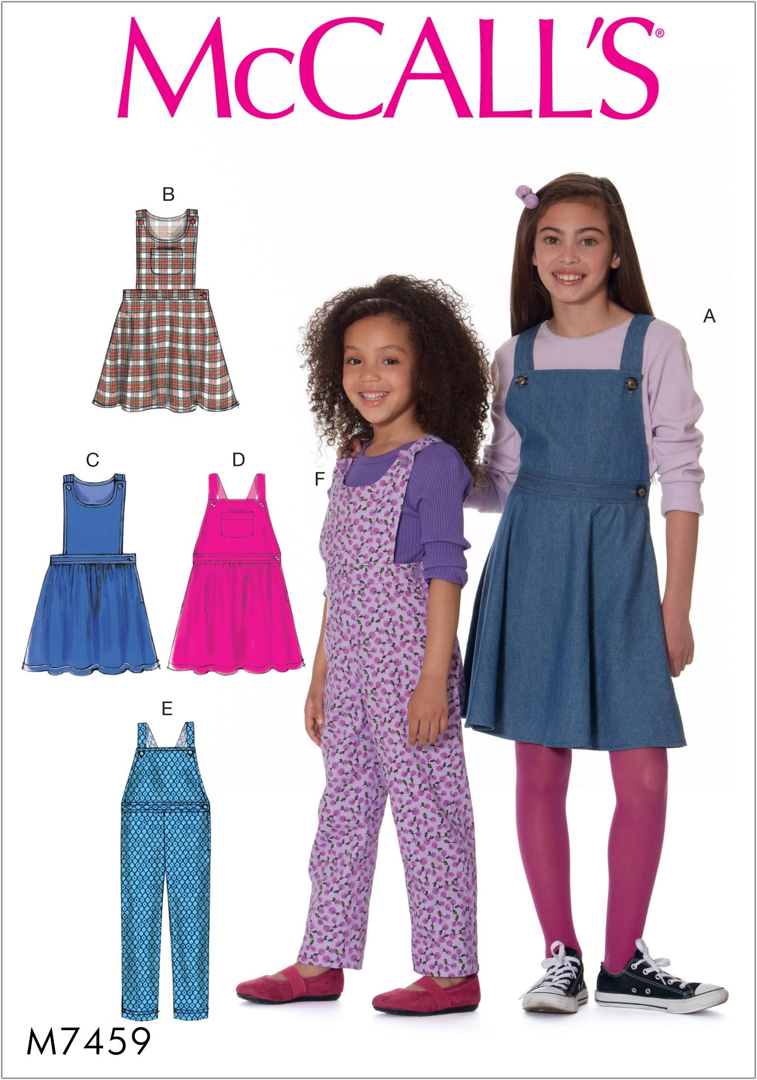 McCall's Patterns 7459 CHJ,Children's/Girls Jumpers and Overalls,Sizes 7-14, Tissue, Multi-Colour, 152 x 213 cm