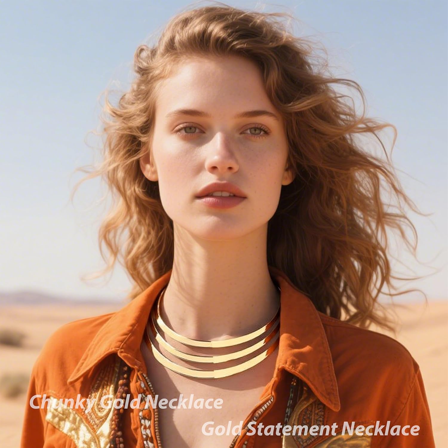 Long tiantian Chunky Gold Necklace Statement Gold Choker Necklaces for Women Exaggerated Ethnic Big Statement Necklaces Vintage Accessories for Women - Image 3