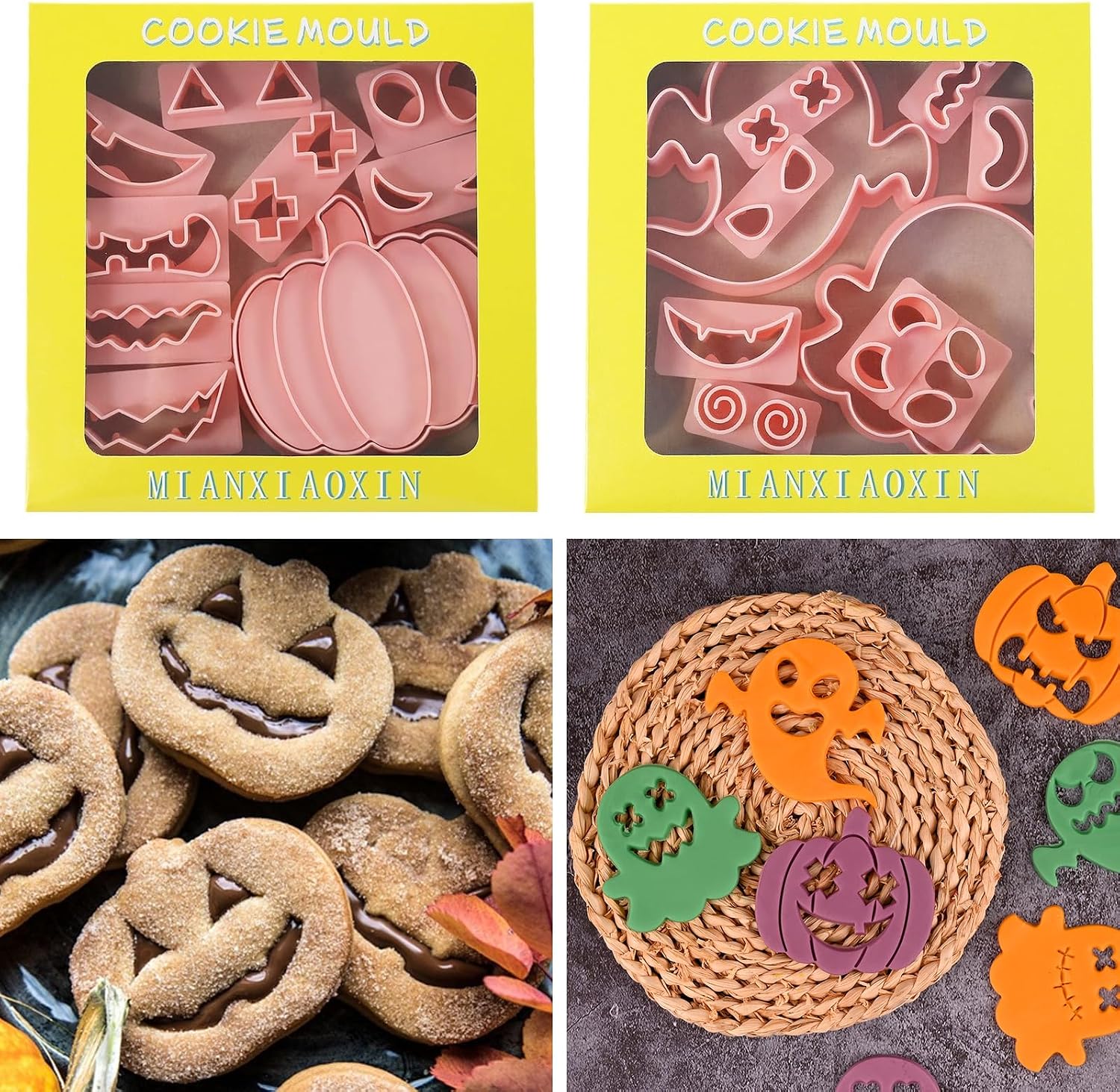 HUAKENER Halloween Cookie Cutters Set, Pumpkin Ghost Cookie Cutter