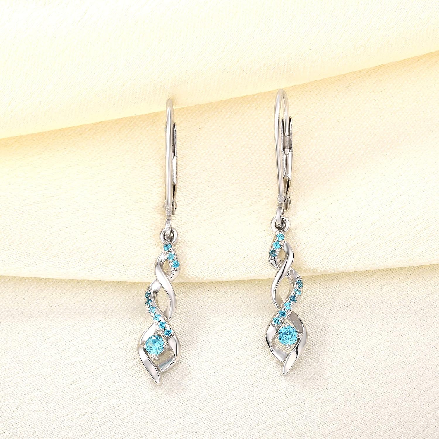 JO WISDOM 925 Sterling Silver Infinity Dangle & Drop Earrings with AAA Cubic Zirconia
