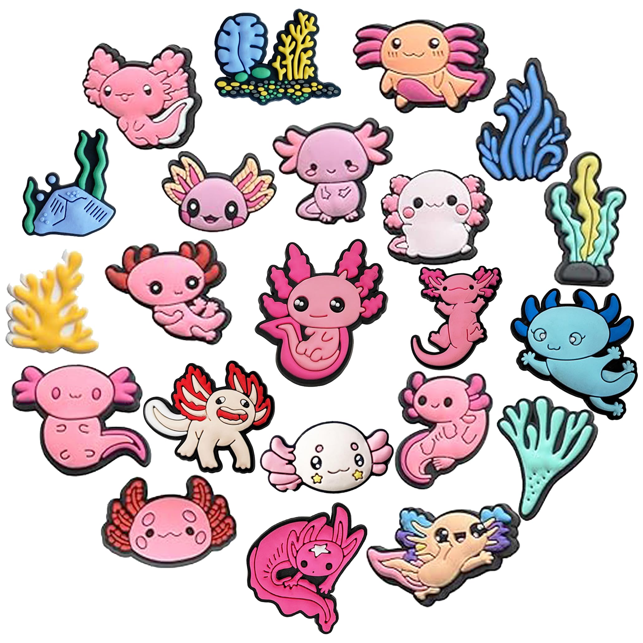 22PCS Axolotl Shoe Charms, Unique Kawaii Animal Shoes Charms for Kids Boys Girls, Cute No…
