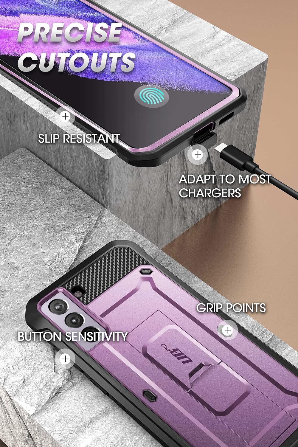 SUPCASE for Galaxy S21 FE Case with Built-in Screen Protector, Purple
