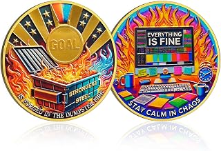 CHURYUML Emotional Dumpster Fire Coin - Hilarious Everything is Fine Dumpster Fire Gifts, Inspirational Novelty Medallions Funny Office Going Away Gifts for Coworker Colleagues Humorous Office Decor