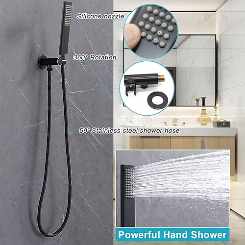 Miniatura 16 de Chorros de ducha de latón macizo (actualizado), rociador redondo para masaje, cuerpo de ducha, chorros de cuerpo de ducha con interruptor