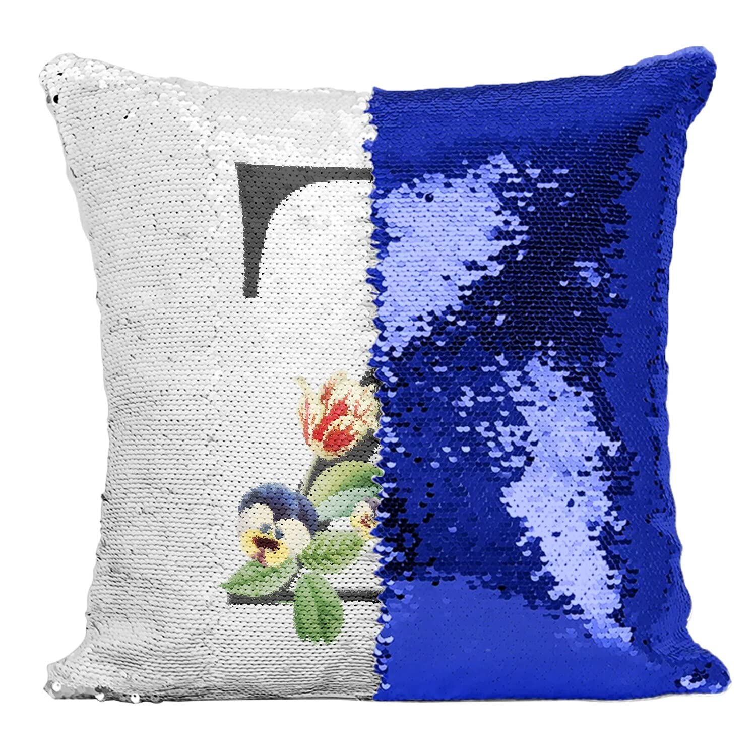 Coussin bleu paillettes lettre Z pour une décoration de chambre cosy