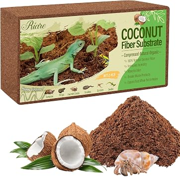 Riare Coconut Fibre Substrate 1 Pack, Compressed Coco Husk Reptile Bedding | Natural Terrarium Substrate for Reptiles, Tortoises, Frogs, Snakes, Hermit Crabs and Burrowing Pet, Helps Maintain Humidity